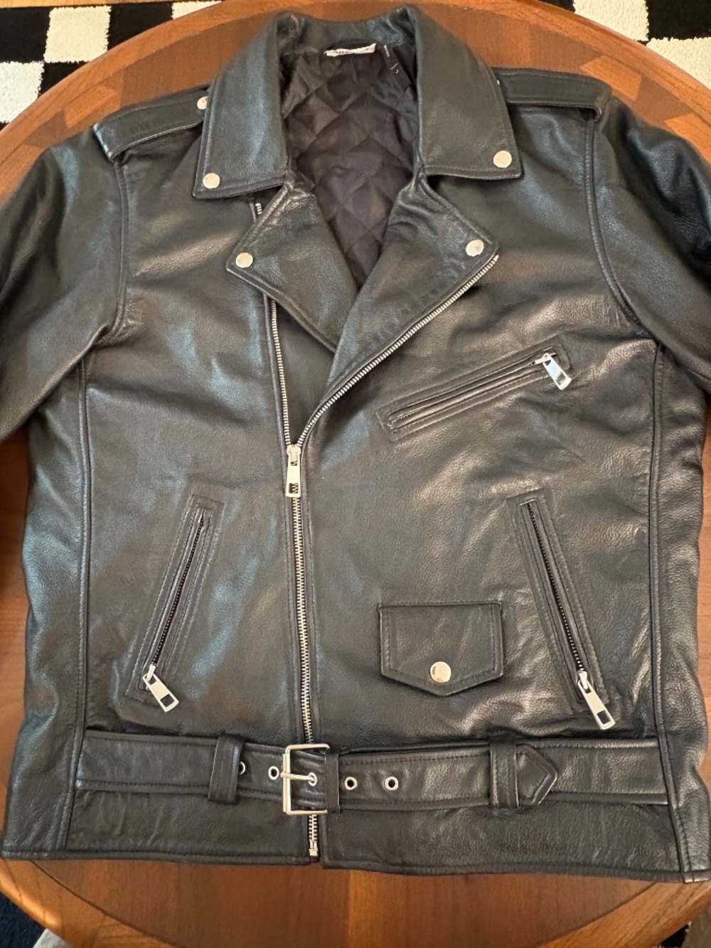 Reclaimed Vintage Leather Biker Moto Jacket in Mens L